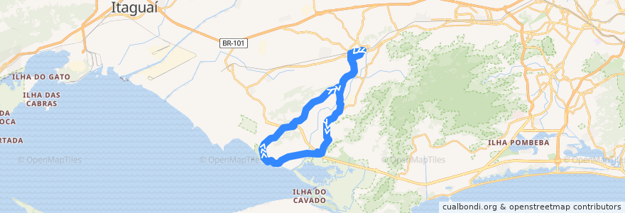 Mapa del recorrido Ônibus 852 - Campo Grande → Pedra de Guaratiba de la línea  en Rio de Janeiro.