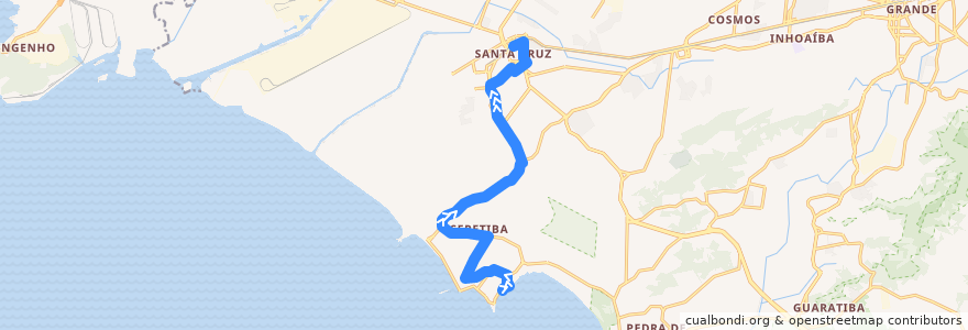 Mapa del recorrido Ônibus SV 870 - Sepetiba → Santa Cruz de la línea  en Рио-де-Жанейро.