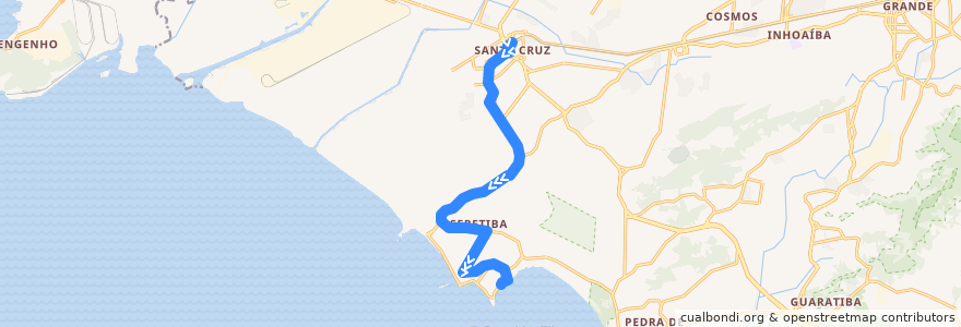 Mapa del recorrido Ônibus SV 870 - Santa Cruz → Sepetiba de la línea  en Рио-де-Жанейро.