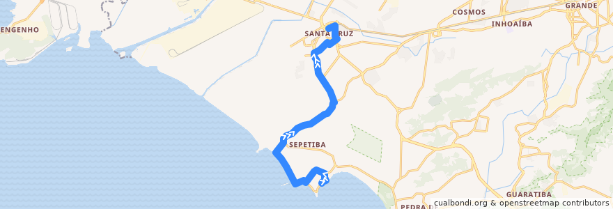 Mapa del recorrido Ônibus 870 - Sepetiba → Santa Cruz de la línea  en 리우데자네이루.