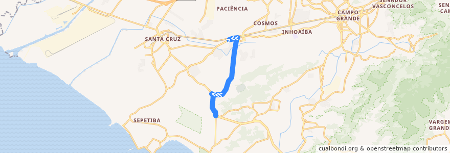 Mapa del recorrido Ônibus 897 - Paciência → Pingo d'Água de la línea  en Río de Janeiro.