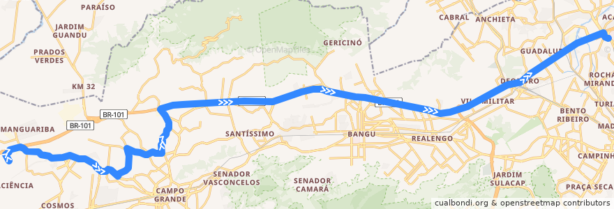 Mapa del recorrido Ônibus 752 - Conjunto dos Palmares → Coelho Neto de la línea  en Rio de Janeiro.