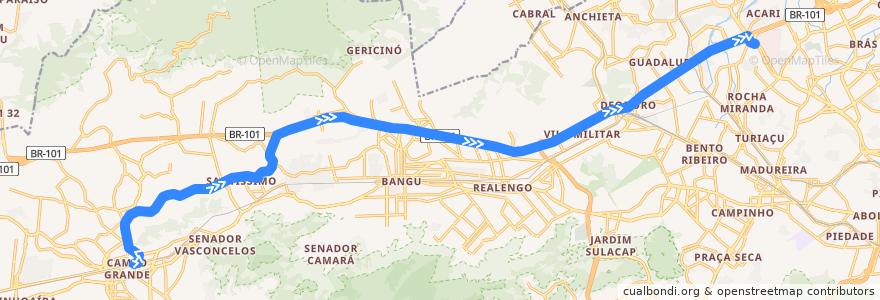 Mapa del recorrido Ônibus 771 - Campo Grande → Coelho Neto de la línea  en ريو دي جانيرو.