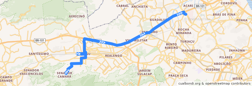 Mapa del recorrido Ônibus 772 - Bangu → Coelho Neto de la línea  en Rio de Janeiro.