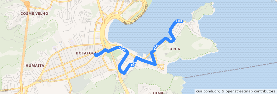 Mapa del recorrido Ônibus SP 513 - Urca → Botafogo de la línea  en Río de Janeiro.