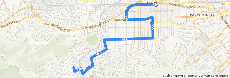 Mapa del recorrido Ônibus 814 - Bangu → Rio da Prata de la línea  en Rio de Janeiro.