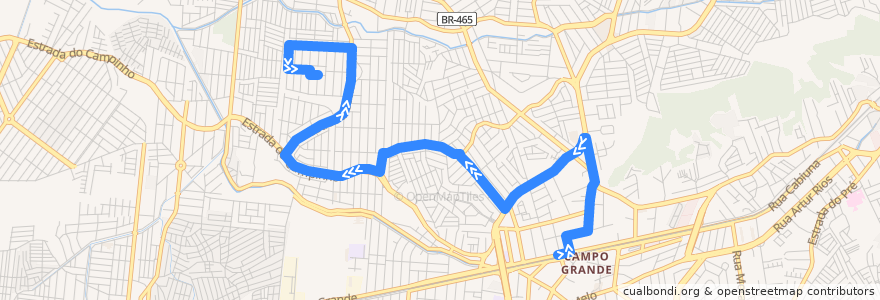 Mapa del recorrido Ônibus 824 - Campo Grande → Vila Nova de la línea  en Rio de Janeiro.