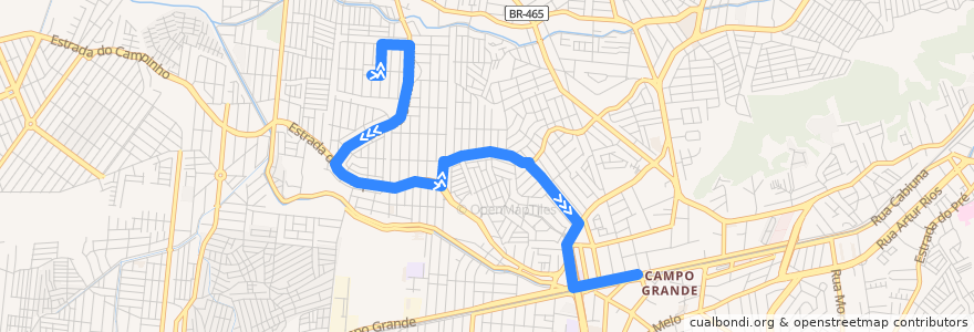 Mapa del recorrido Ônibus 824 - Vila Nova → Campo Grande de la línea  en Rio de Janeiro.