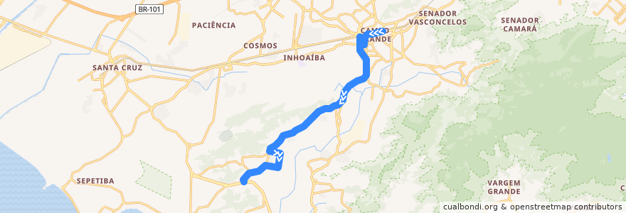 Mapa del recorrido Ônibus 879 - Campo Grande → Magarça de la línea  en ریودو ژانیرو.