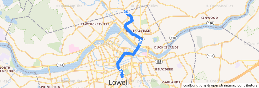 Mapa del recorrido LRTA 8 Shop and Save - Kennedy Center de la línea  en Lowell.