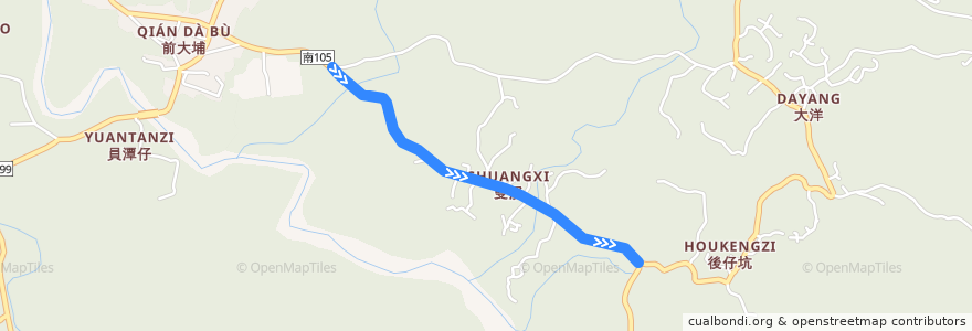 Mapa del recorrido 黃11-2(繞駛雙溪_往程) de la línea  en Dongshan.