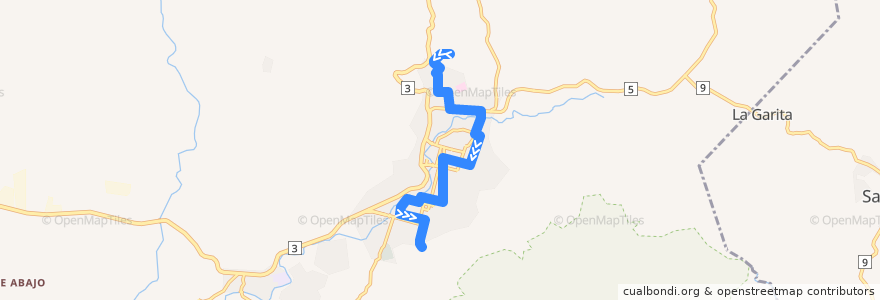 Mapa del recorrido Ruta 2: Chispa - Apante de la línea  en Matagalpa.