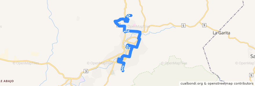 Mapa del recorrido Ruta 2: Apante - Chispa de la línea  en Matagalpa.