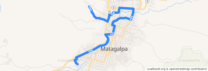 Mapa del recorrido Ruta 12: El Tule - Primero de Mayo de la línea  en Matagalpa.