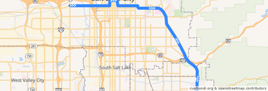 Mapa del recorrido Bus 4: 400 S & Redwood Road => 3900 S & Wasatch Park & Ride de la línea  en Salt Lake County.