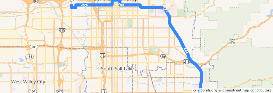 Mapa del recorrido Bus 4: 3900 S & Wasatch Park & Ride => 400 S & Redwood Road de la línea  en Salt Lake City.