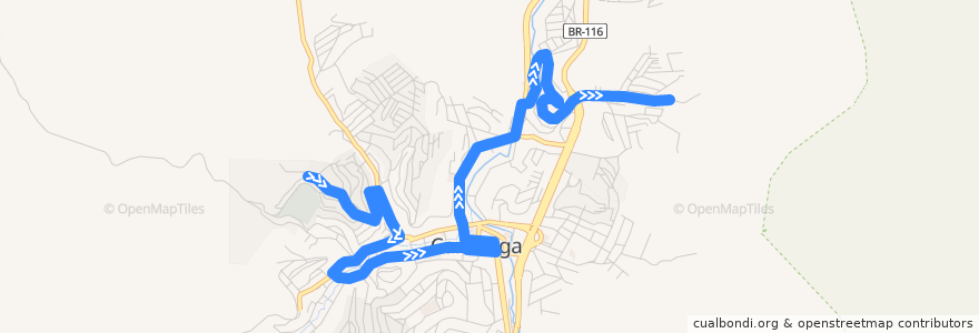 Mapa del recorrido U09 - Santa Izabel/Esplanada de la línea  en Caratinga.