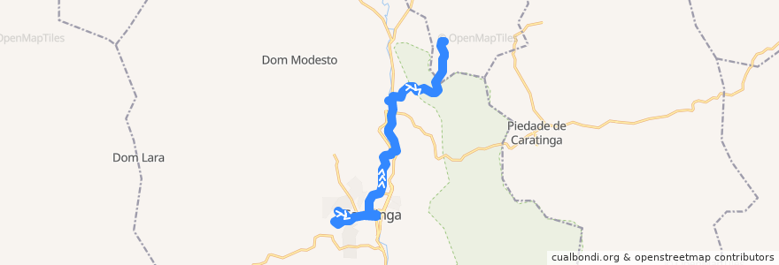 Mapa del recorrido U03 - Esperança/Bairro das Graças até Aeroporto de la línea  en Caratinga.