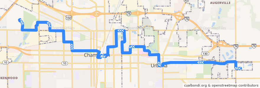 Mapa del recorrido MTD 7W Grey Weekday - Daytime de la línea  en Champaign County.
