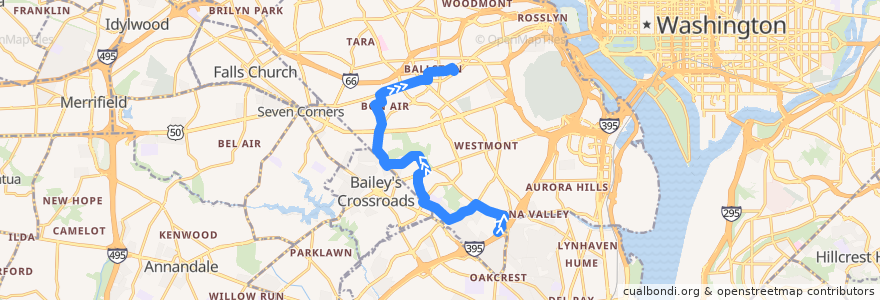 Mapa del recorrido ART 75 Shirlington - Wakefield H.S. - Carlin Springs Rd. - Ballston - Virginia Square de la línea  en Arlington.