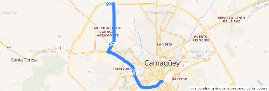 Mapa del recorrido Ruta 36 Planta Mecanica => Casino de la línea  en Ciudad de Camagüey.