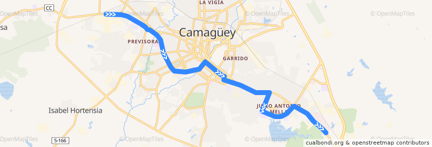 Mapa del recorrido ruta 14 Modelo => Delegación MININT de la línea  en Ciudad de Camagüey.