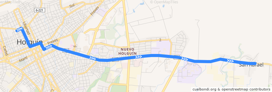 Mapa del recorrido Holguín A11 Capdevila - San Rafael de la línea  en Ciudad de Holguín.