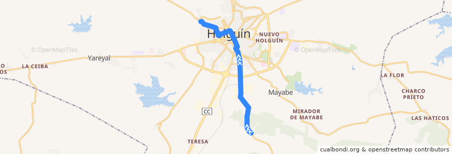 Mapa del recorrido Holguin 207 - Cuba Si - Capitan Urbino de la línea  en Holguín.