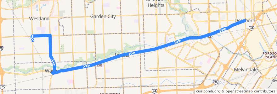 Mapa del recorrido 200 EB: Cherry Hill => Schaefer de la línea  en مقاطعة وين.