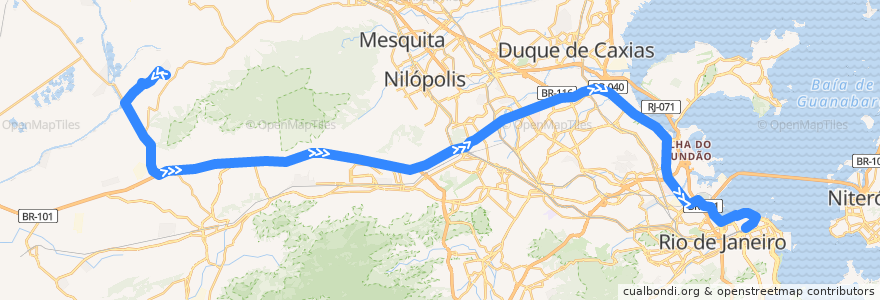 Mapa del recorrido Ônibus 446B - Lagoinha → Central de la línea  en Rio de Janeiro.