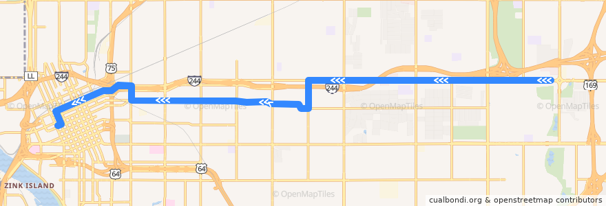 Mapa del recorrido Admiral de la línea  en Tulsa.