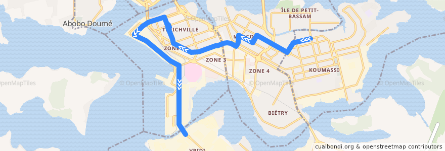 Mapa del recorrido bus 31 : Marcory Alliodan → Commissariat Port de la línea  en أبيدجان.