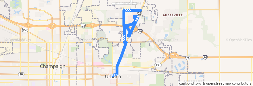 Mapa del recorrido MTD 11N Ruby Weekday - Daytime de la línea  en Urbana.