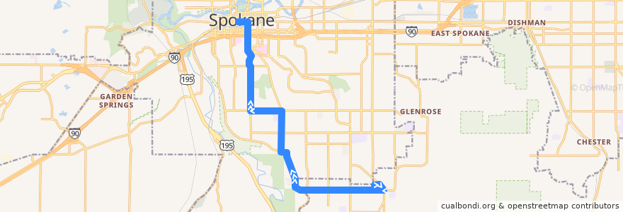Mapa del recorrido Bus 144: Moran Station => Downtown de la línea  en Spokane County.