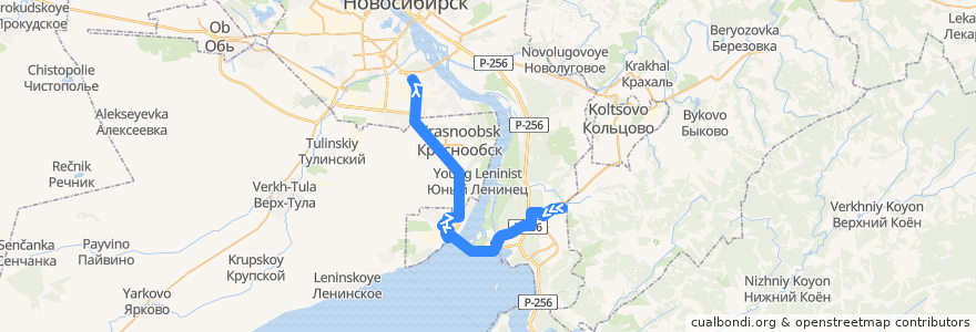 Mapa del recorrido Маршрутное такси №20 Микрорайон Щ (Котельная) - ТЦ Мега de la línea  en Новосибирская область.