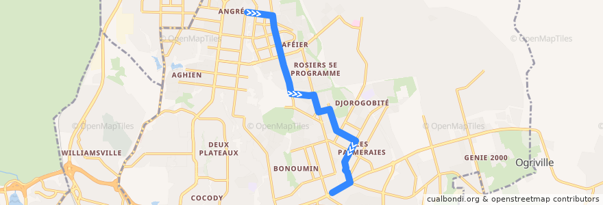 Mapa del recorrido bus 701 : Terminus 81/82 → Orca déco de la línea  en Cocody.