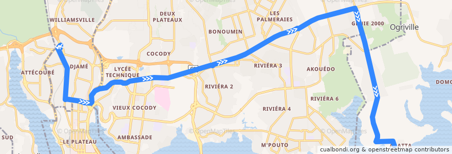 Mapa del recorrido bus 616 : Gare Nord Adjamé → Abatta Village de la línea  en 아비장.