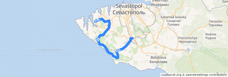 Mapa del recorrido Автобус №24: Камышовая бухта - 5-й км. de la línea  en Sewastopol.