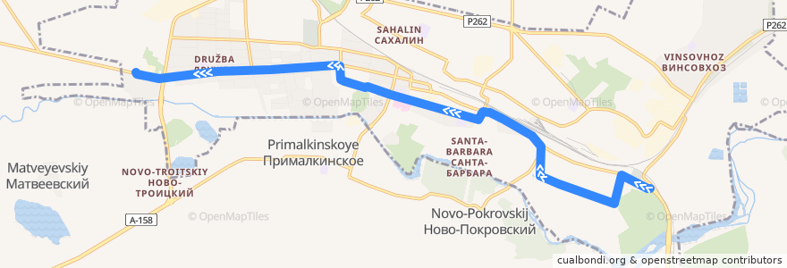 Mapa del recorrido Маршрутное такси 2: Восточная → Западная de la línea  en городской округ Прохладный.