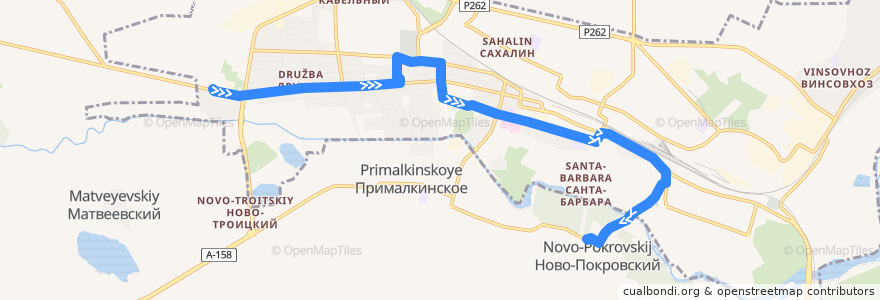 Mapa del recorrido Маршрутное такси 7: Западная → Ново-Покровский de la línea  en городской округ Прохладный.