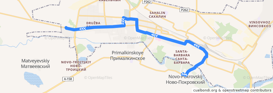 Mapa del recorrido Маршрутное такси 7: Ново-Покровский → Западная de la línea  en городской округ Прохладный.