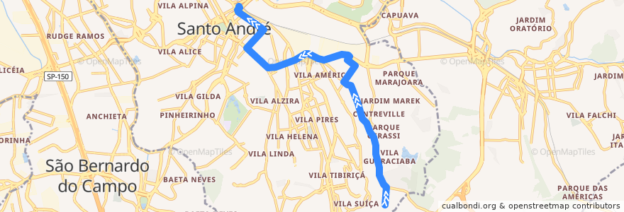 Mapa del recorrido Ônibus T27: Condomínio Maracanã => Estação de Santo André de la línea  en Santo André.