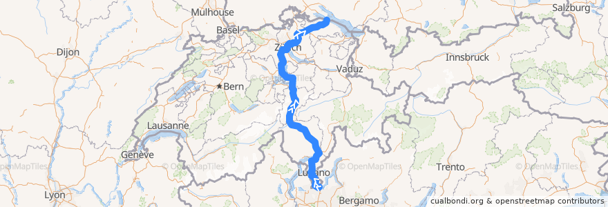 Mapa del recorrido Flixbus N24: Mailand, Lampugnano => Hamburg ZOB de la línea  en スイス.