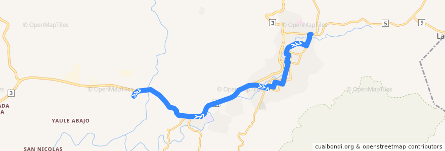 Mapa del recorrido Ruta 4: Sistemas 3M -> Colonia Rubén Darío de la línea  en Matagalpa.