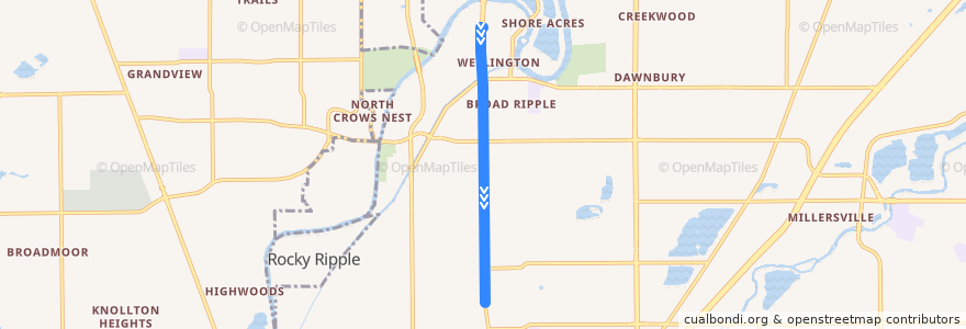 Mapa del recorrido IndyGo 90 Red Line: Southbound de la línea  en Indianapolis.