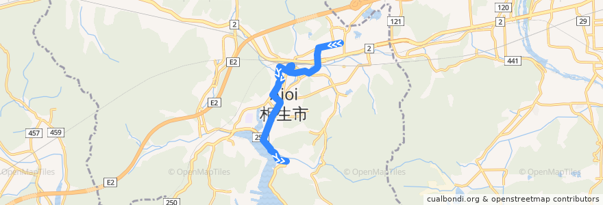 Mapa del recorrido 52：池ノ内北～相生駅～相生港 de la línea  en 相生市.