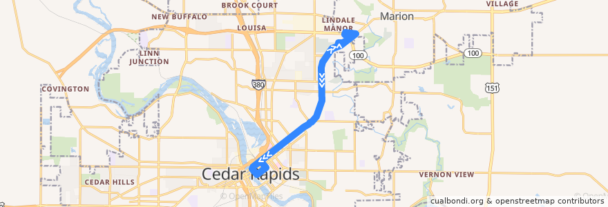 Mapa del recorrido Route 5 de la línea  en Cedar Rapids.