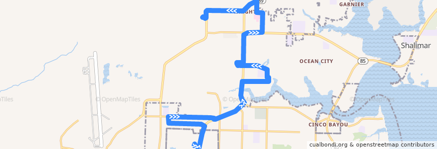 Mapa del recorrido Route 3: Santa Rosa Mall => Northwest Florida State College de la línea  en Okaloosa County.