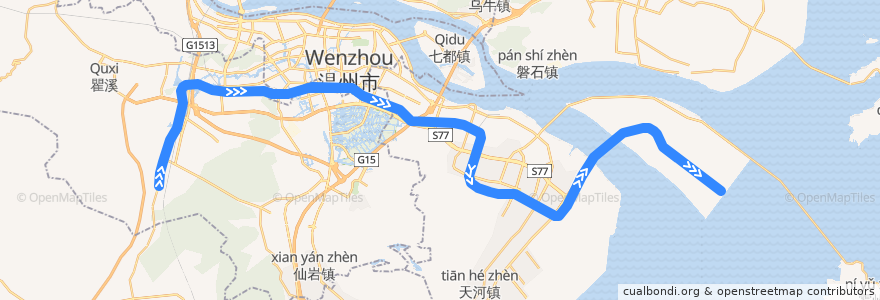 Mapa del recorrido 温州轨道交通S1线 de la línea  en Wenzhou.