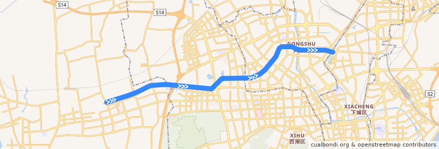 Mapa del recorrido 杭州地铁5号线 de la línea  en Hangzhou.